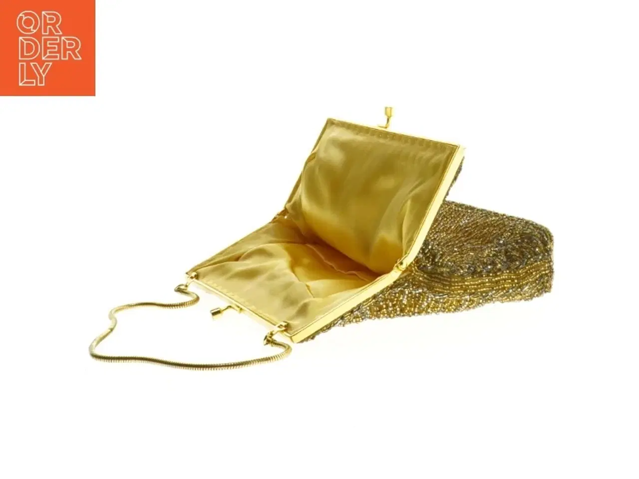 Billede 3 - Guld selskabs taske med perler (str. 20 x 16 cm)