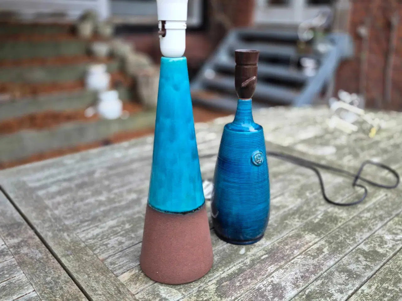 Billede 2 - Keramikbordlamper med smuk turkis glasur