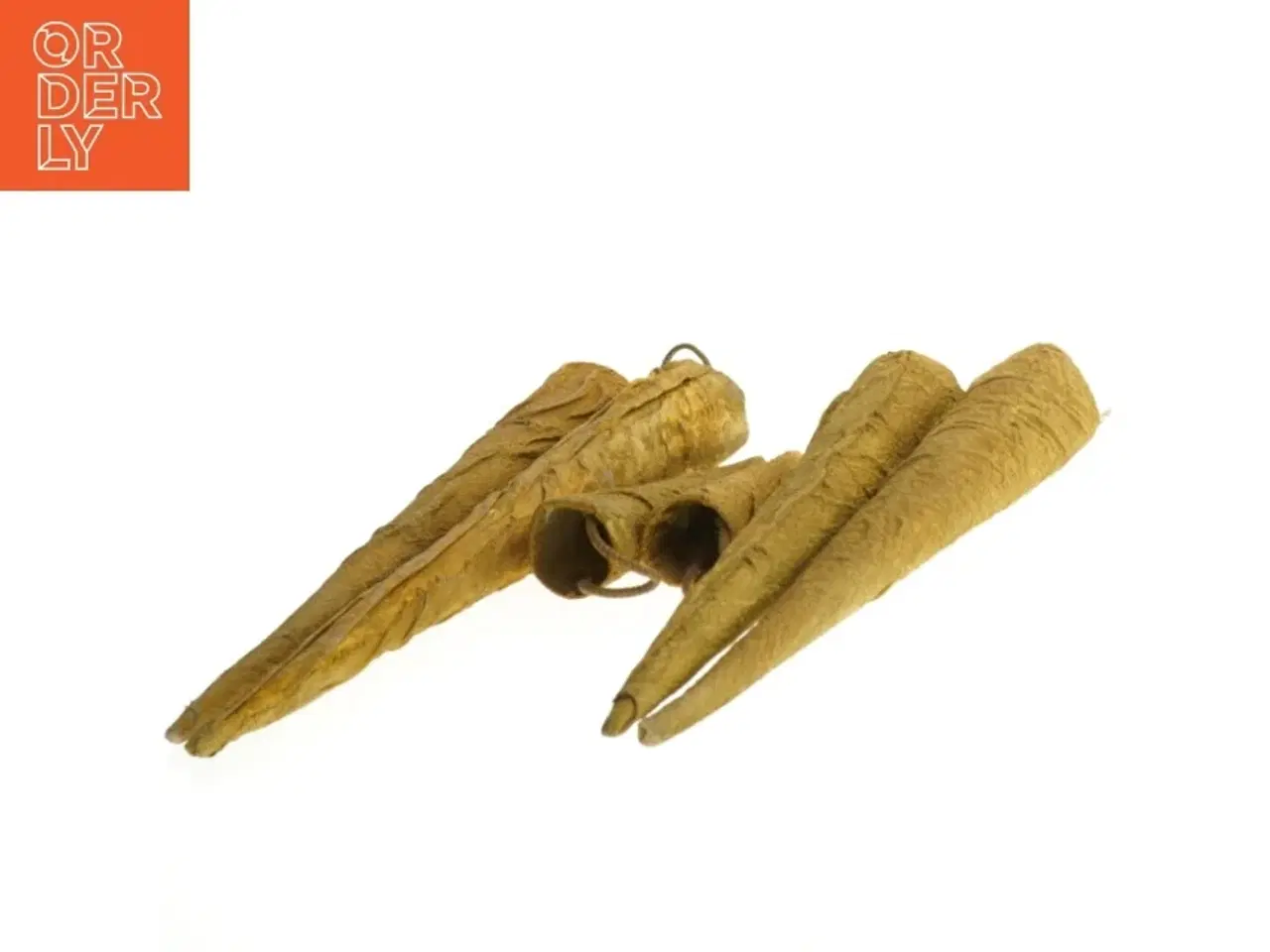 Billede 2 - 6 store, håndlavede kræmmerhuse med forgyldt stof (40 cm)