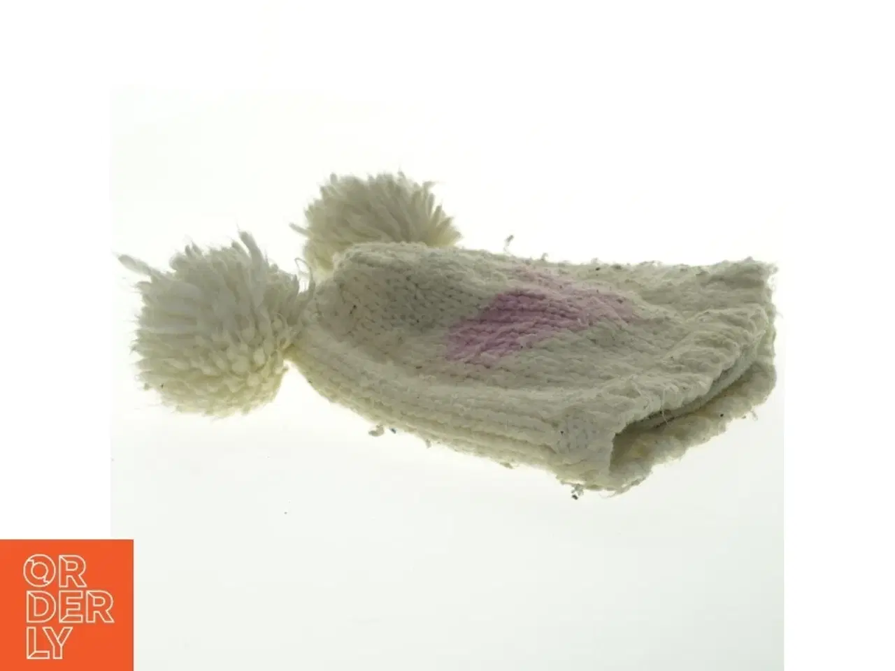 Billede 4 - Strikket hue med pomponer (str. 20x20 cm)