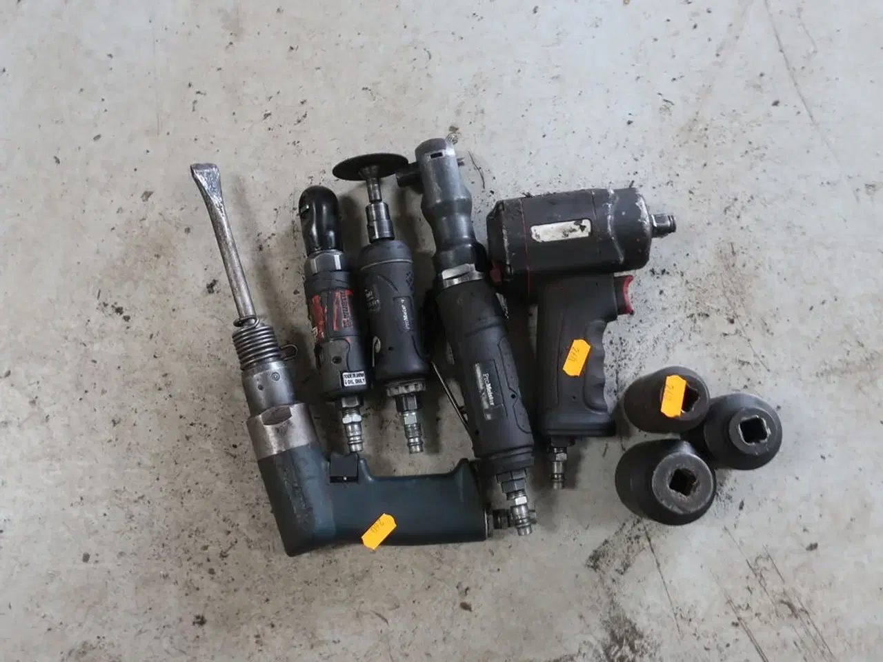 Billede 1 - Trykluftsnøgle samt 4 stk. pneumatisk værktøj