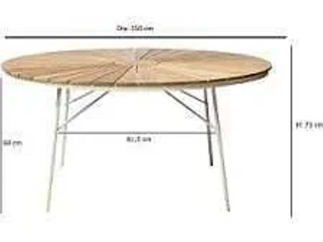 Billede 3 - Kerteminde teak - nonwood havebord Ø150 cm, hvidt stel