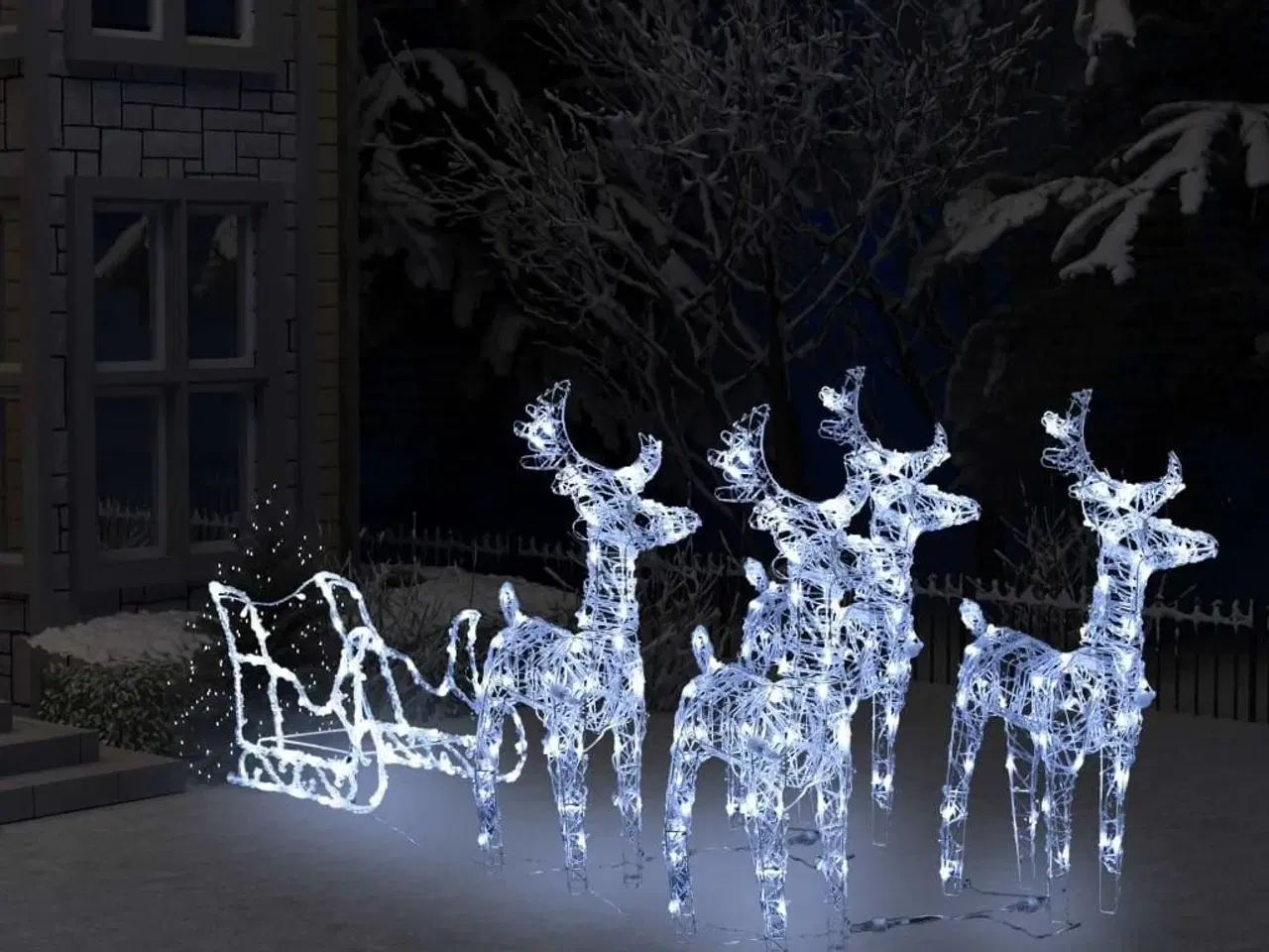Billede 1 - Rensdyr og kane juledekoration 400 LED'er akryl