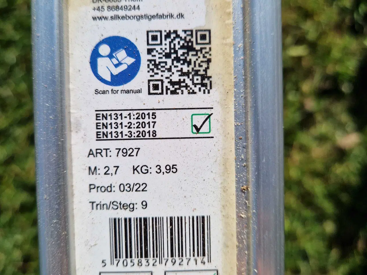 Billede 2 - Enkelt stige i aluminium 9 trin 2,7 meter