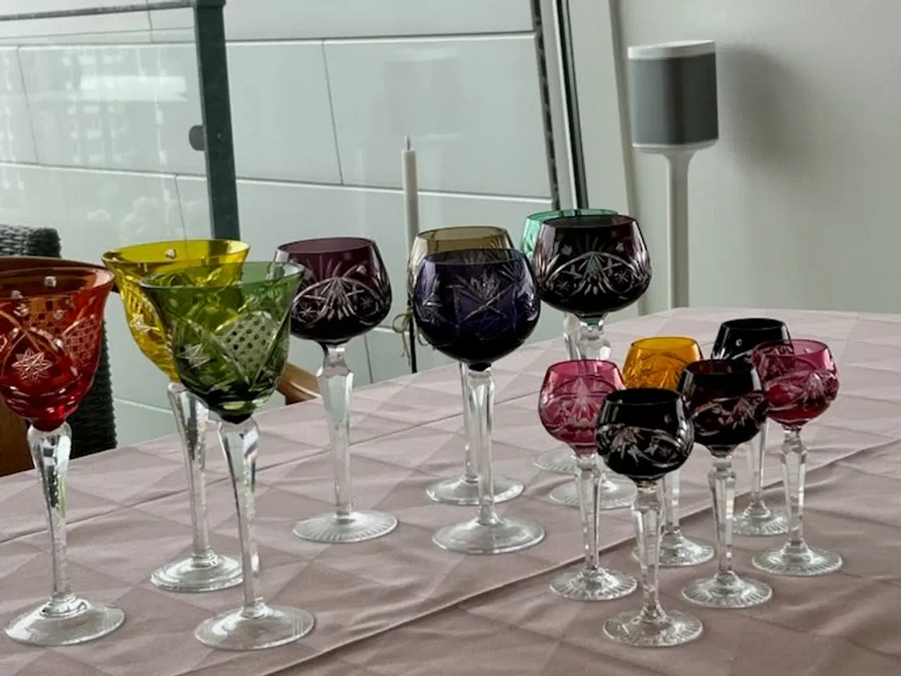 Billede 1 - 14 kulørte krystalglas 