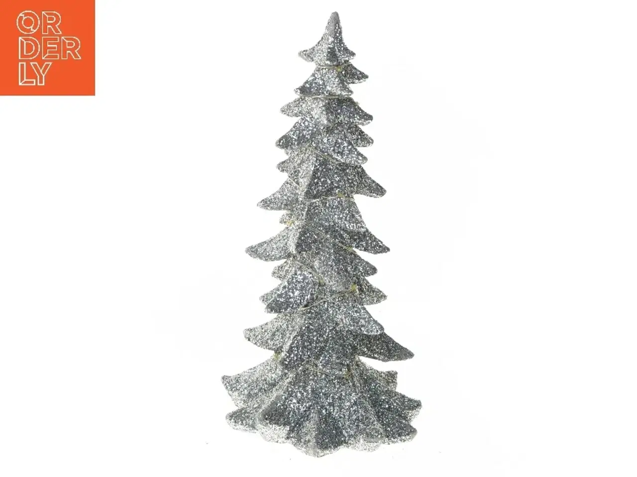 Billede 1 - Sølvglimmer juletræ med lys (str. 25 cm)