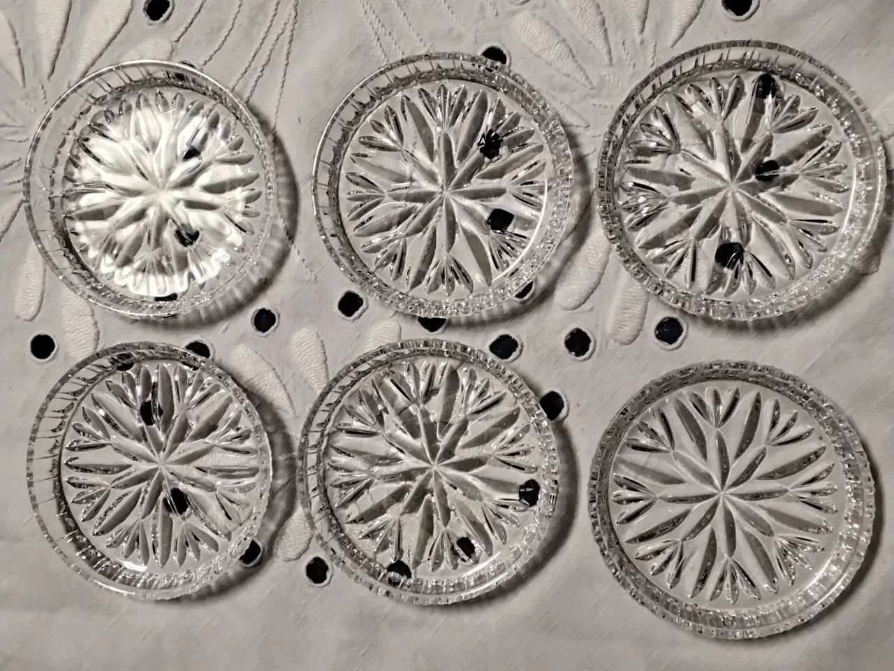 Billede 1 - 6 stk coasters / glasbakker i klar glas - Ø 7,5 cm