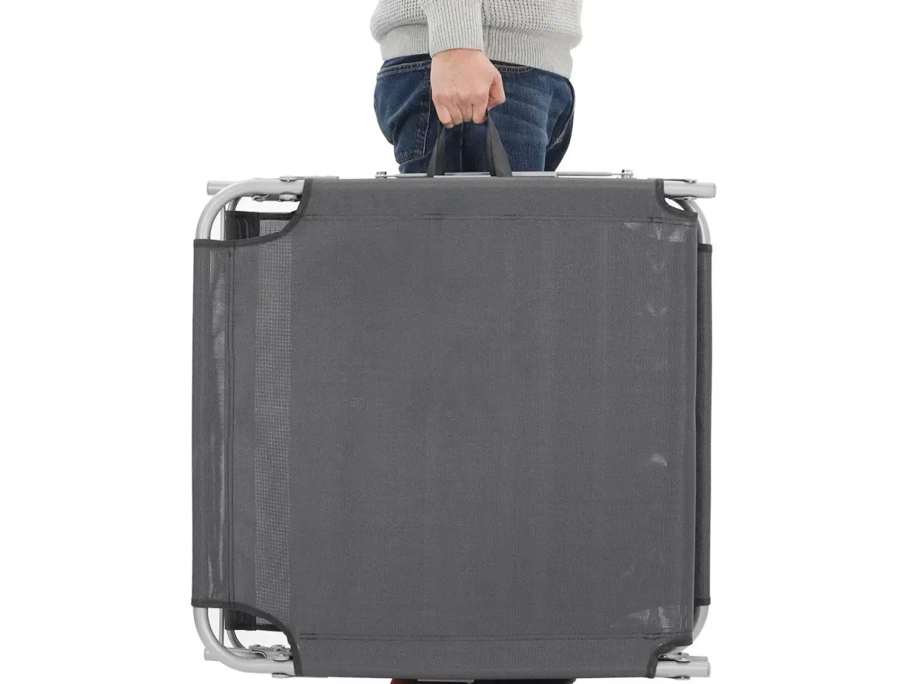Billede 5 - Solseng med ryglæn og solskærm - foldbar liggestol 71 × 200 × 38 cm, 150 kg, røggrå
