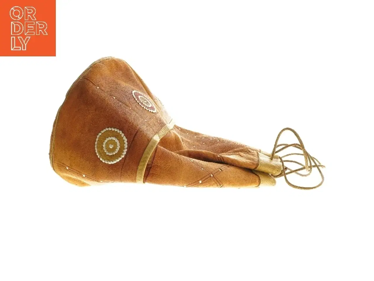 Billede 2 - Dekorativ læderpose (str. Ø 22x31 cm)