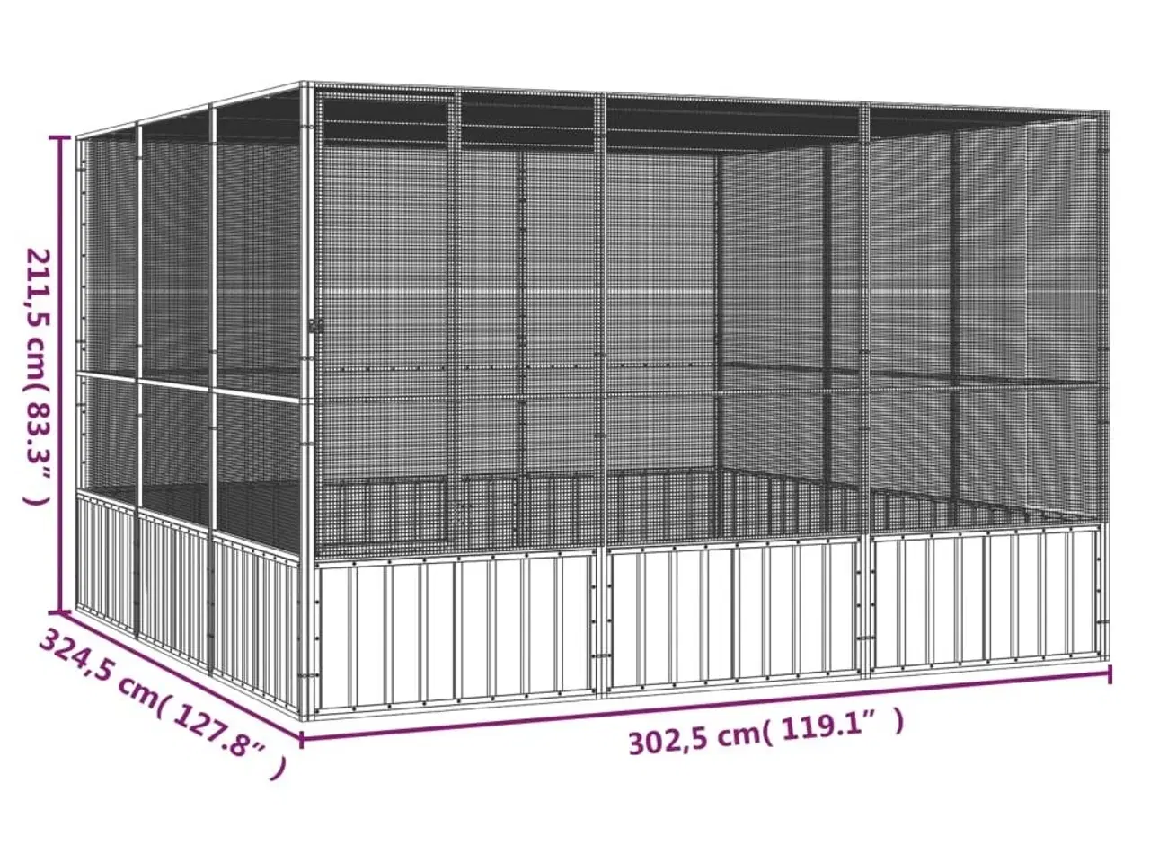 Billede 6 - Fuglebur 302,5x324,5x211,5 cm galvaniseret stål antracitgrå