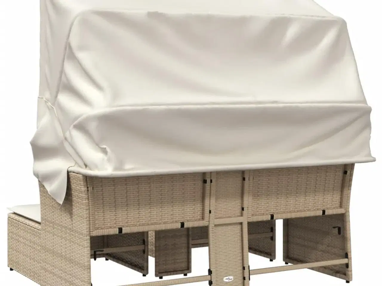 Billede 6 - 2-personers havesofa med baldakin og skamler polyrattan beige