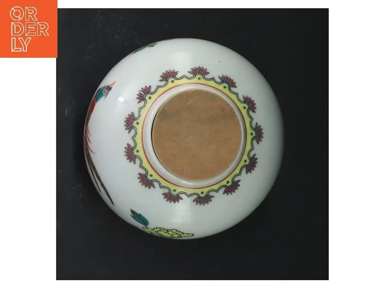 Billede 4 - Dekorativ krukke med låg og fuglemotiv (str. 13 cm)