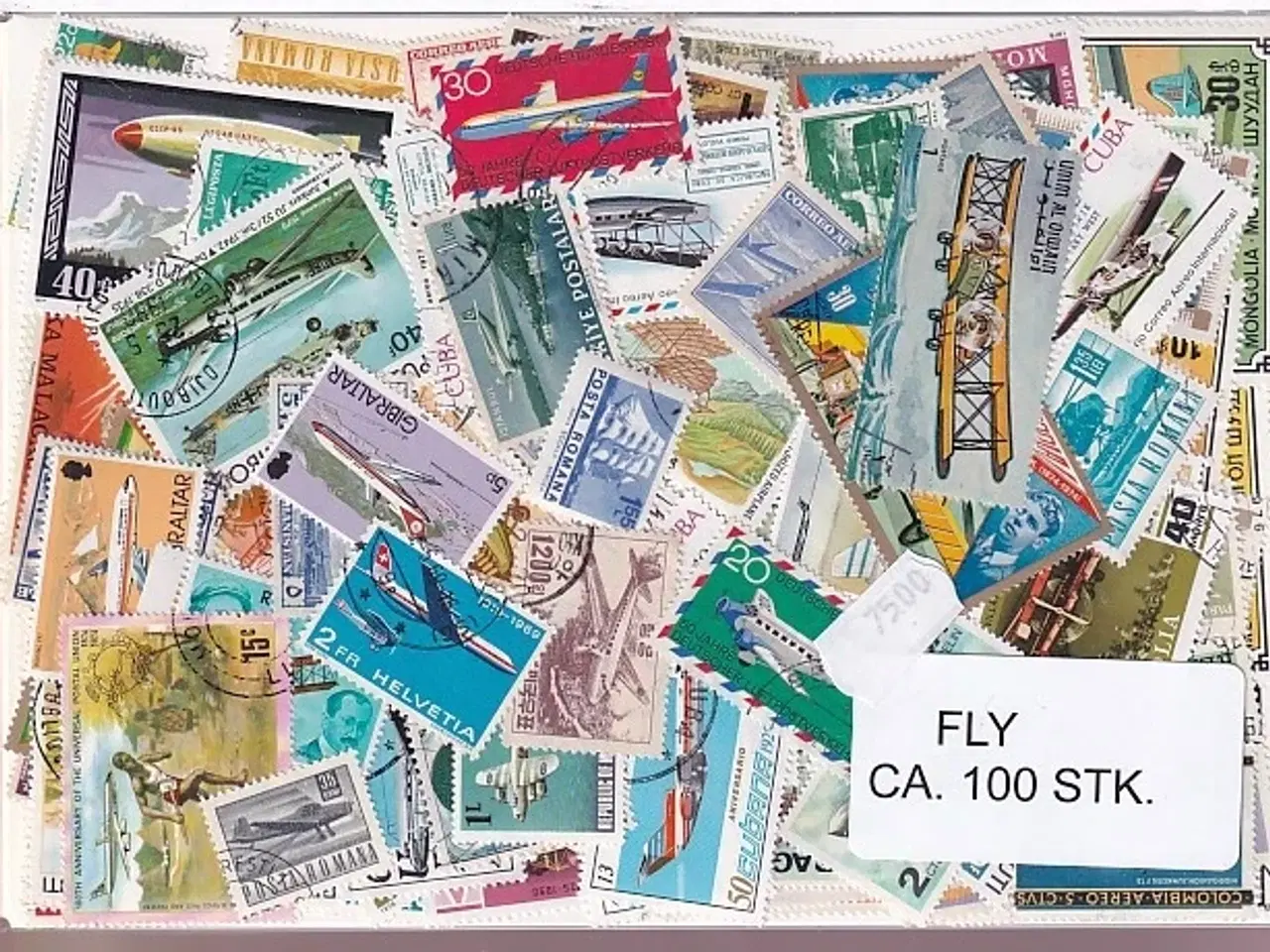 Billede 1 - Fly på Frimærker. St/ust. 100 stk.
