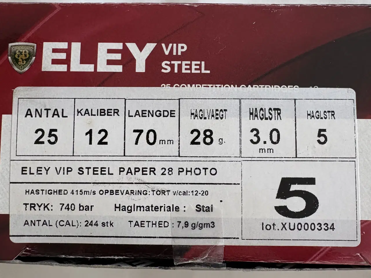 Billede 3 - Eley VIP steel pap 12/70 haglpatroner