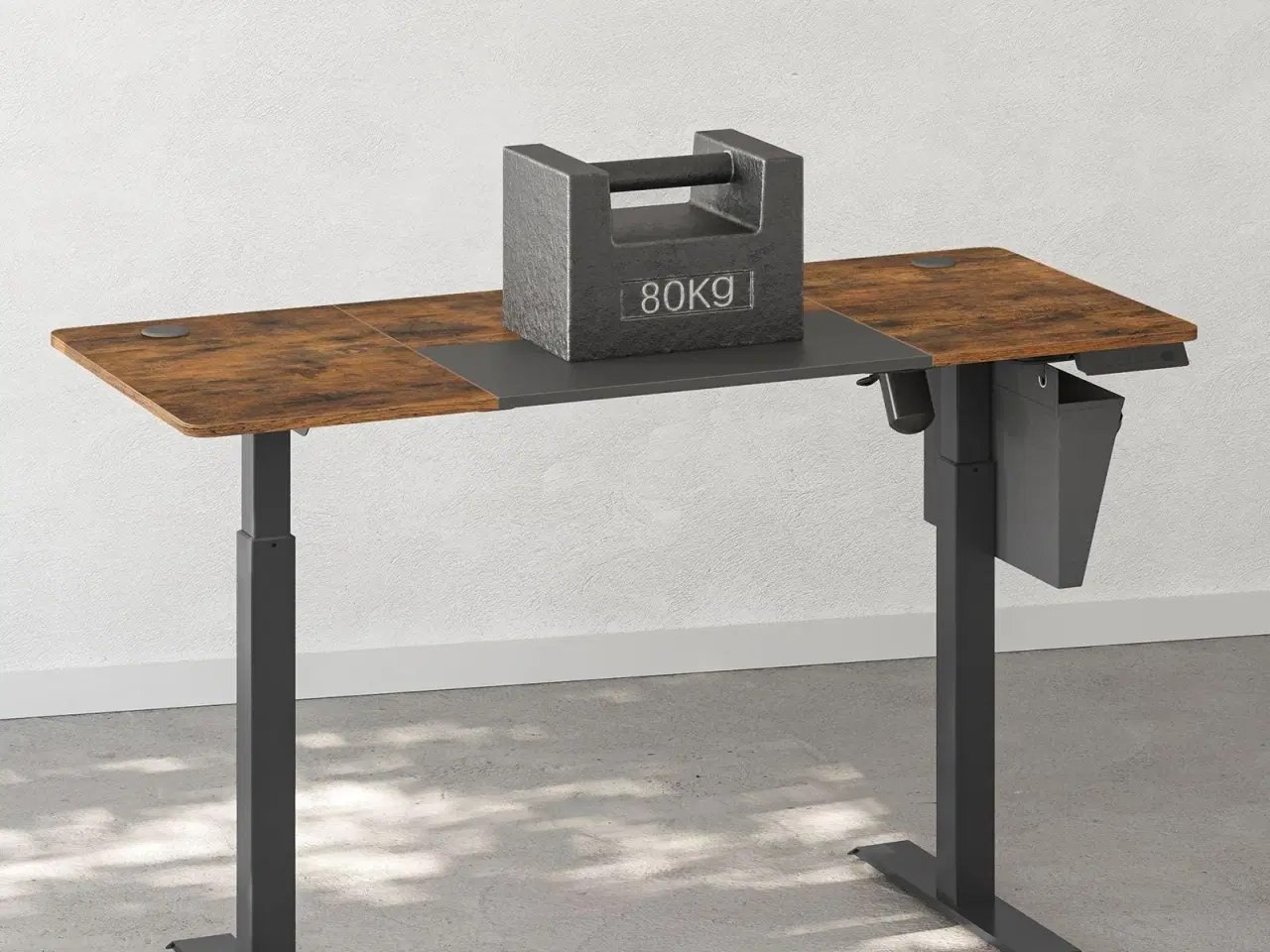 Billede 4 - Hæve-sænkebord, elektrisk – 60 × 140 × 72–120 cm, 4 hukommelser, belastningssikring, vintage brun/sort (LSD016X01)