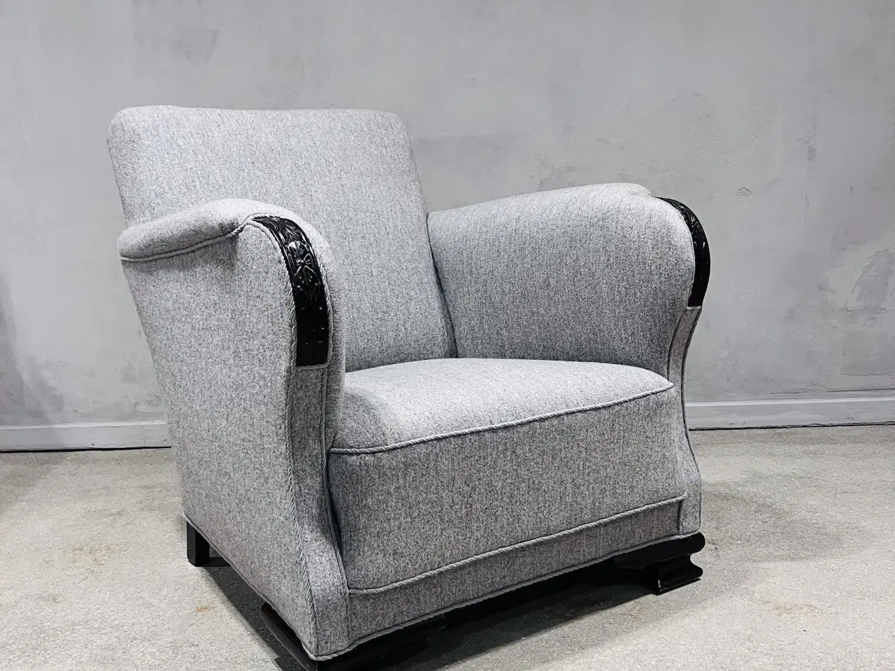 Billede 11 - Art Deco-lænestol, 1930', nyrestaureret, lys grå