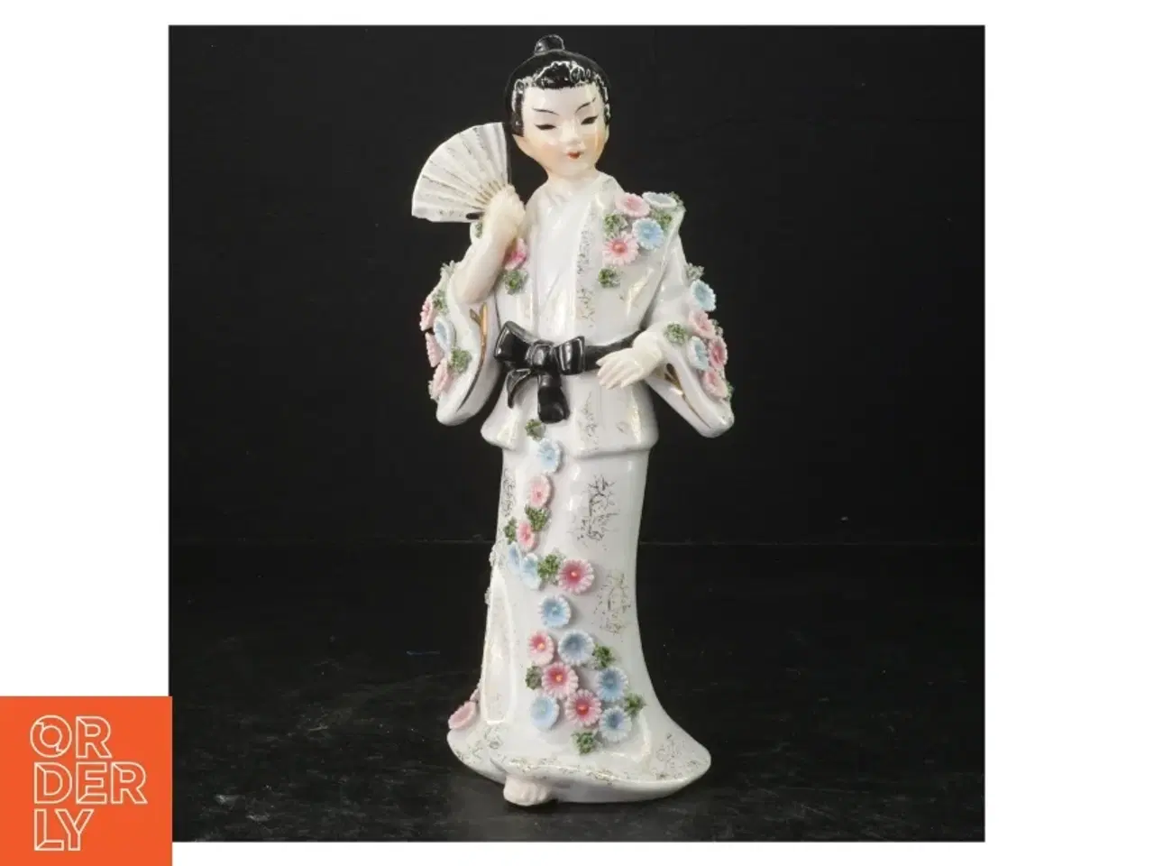 Billede 1 - Porcelænsfigur af geisha med vifte