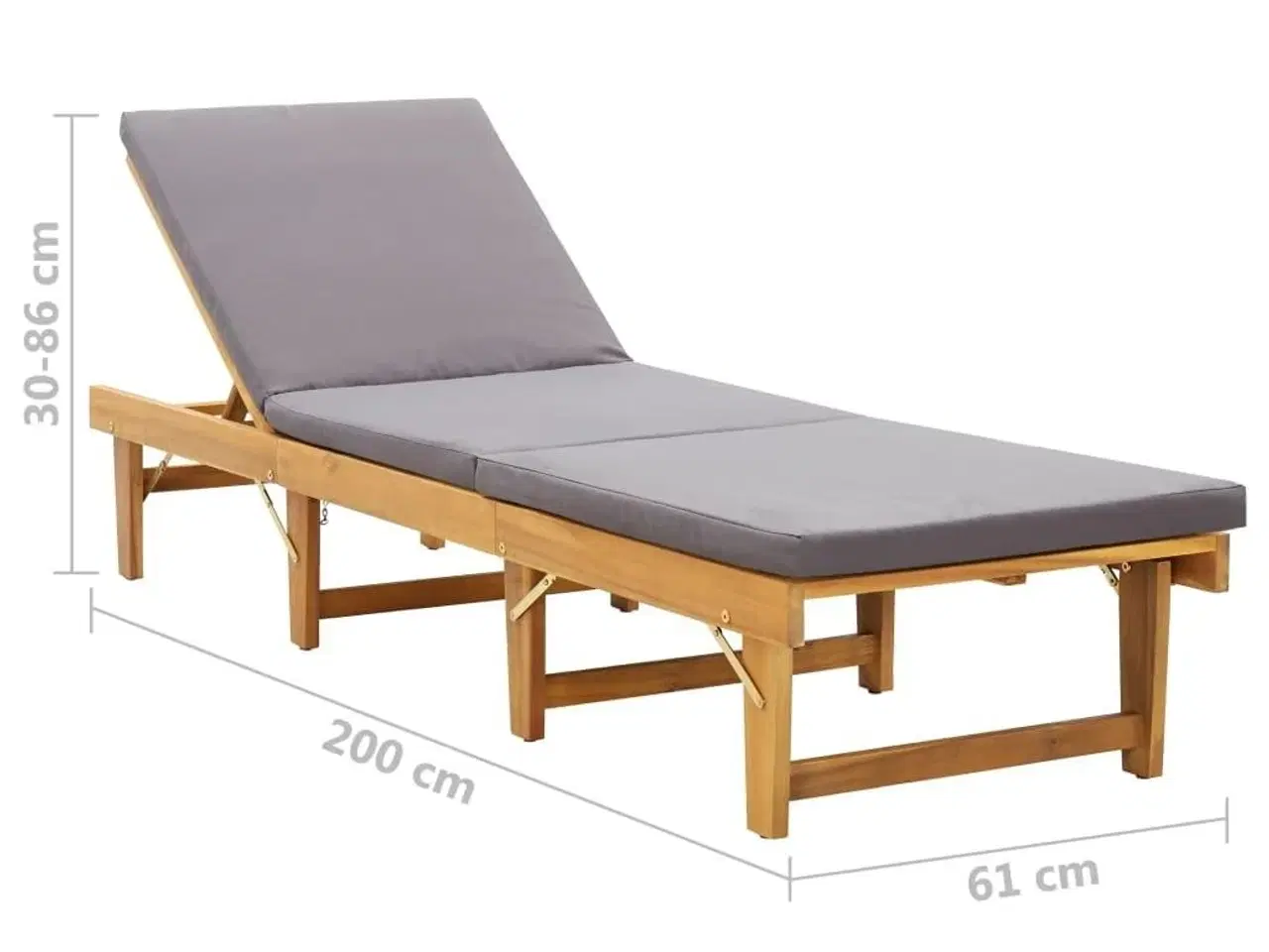 Billede 8 - Foldbar liggestol med hynde massivt akacietræ