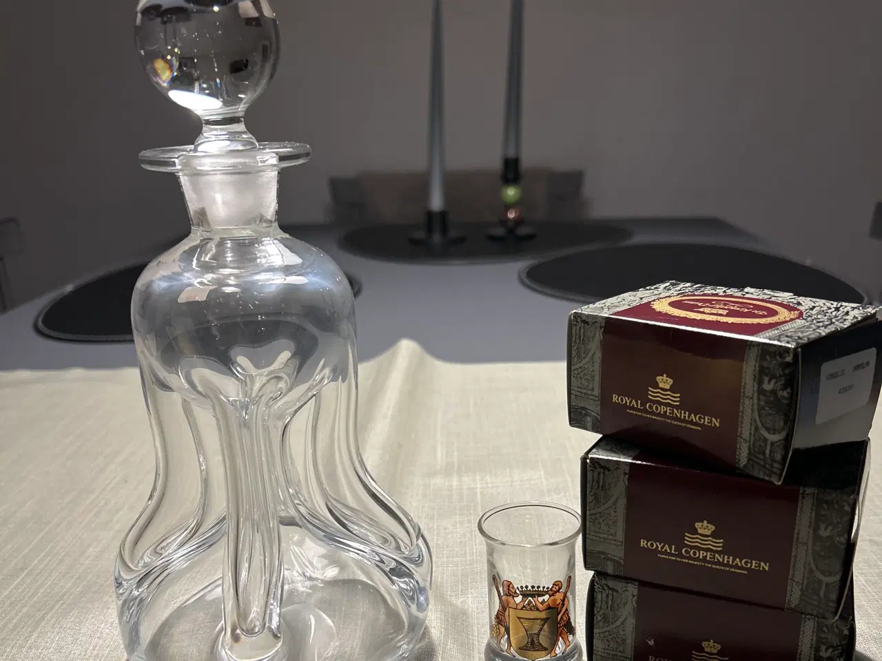 Billede 1 - Holmegaard snapseflaske + 6 glas