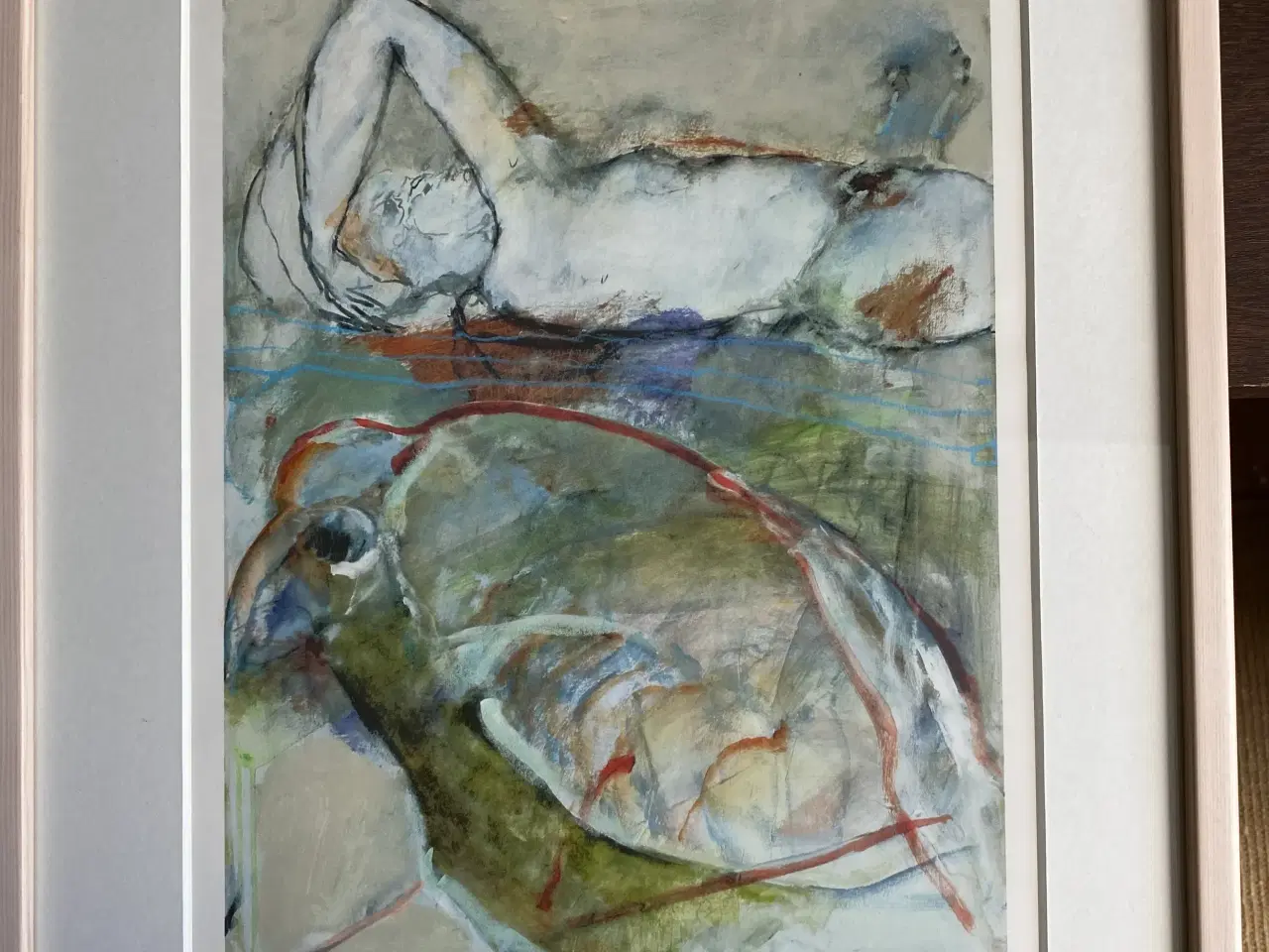 Billede 1 - Litografi Hånd coloreret & indrammet 