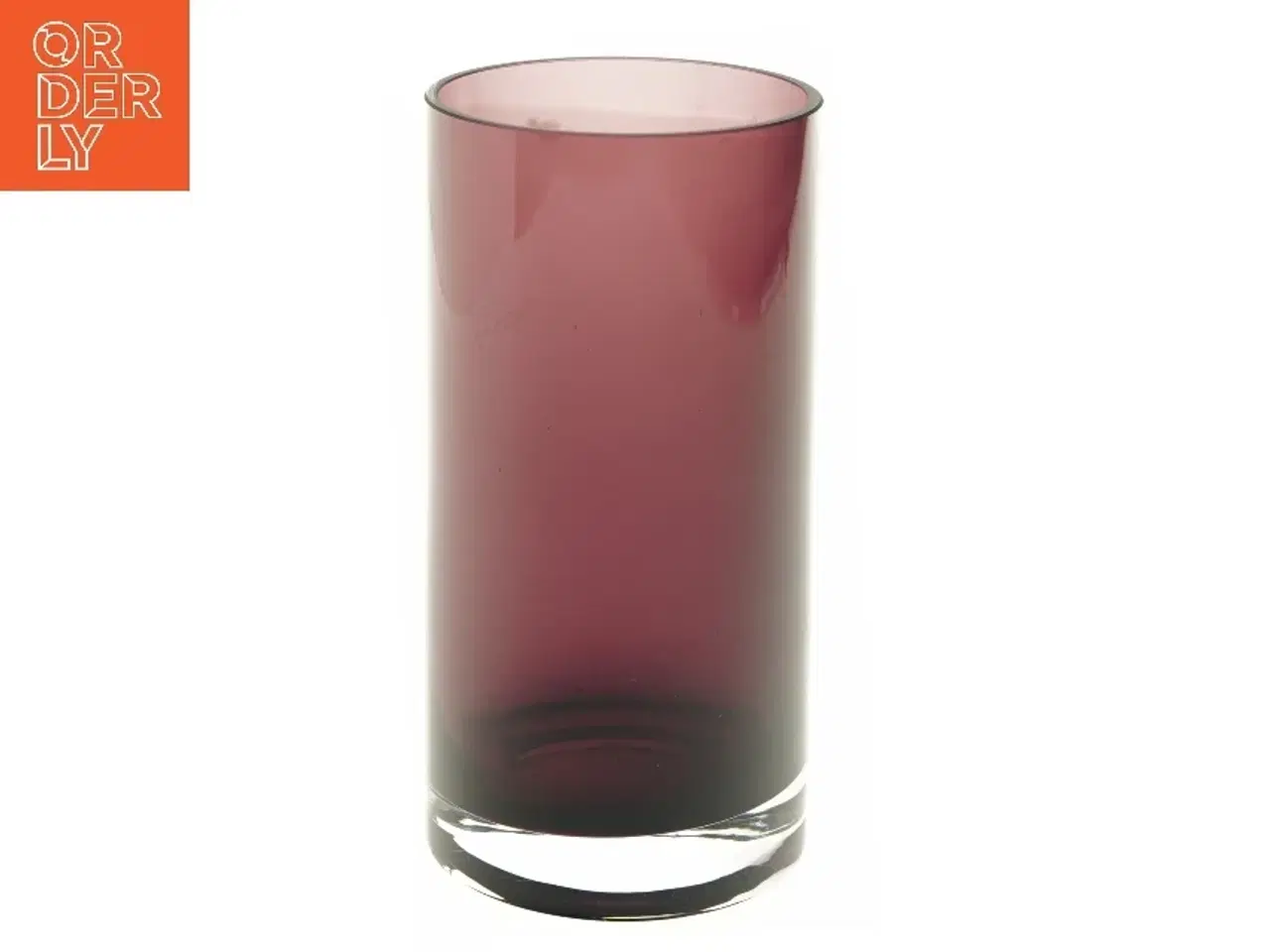 Billede 1 - Glasvase i lilla glas fra holmegaard(str. Ø 10 cm længde 20 cm)