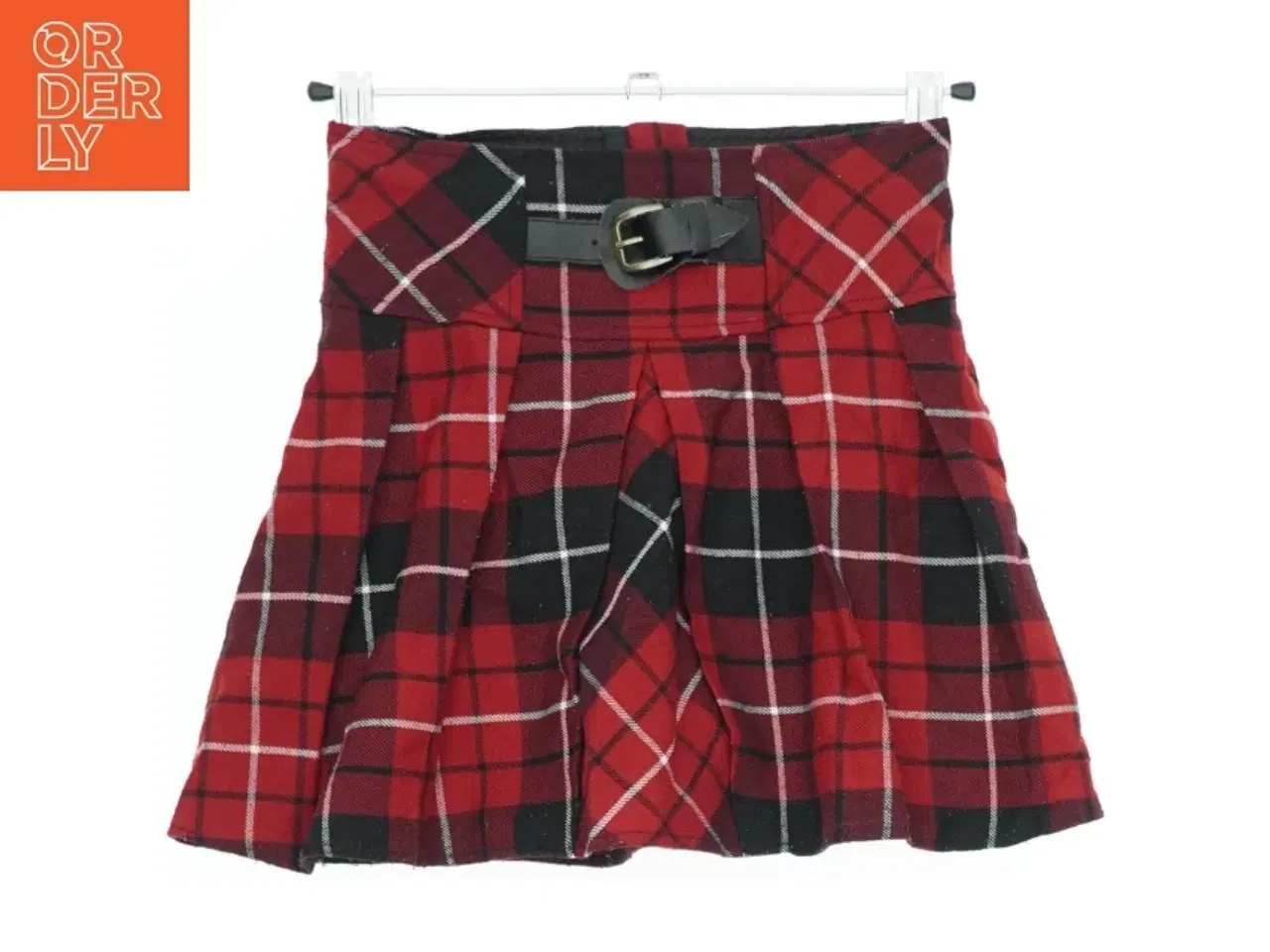 Billede 1 - Rød ternet nederdel med bælte fra George (str. 116)