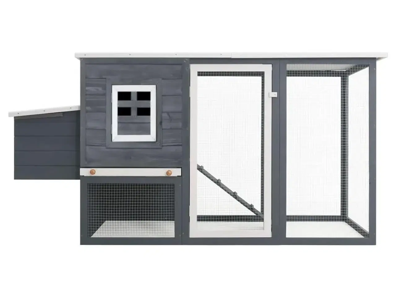 Billede 2 - Udendørs hønsehus med 1 redekasse træ grå