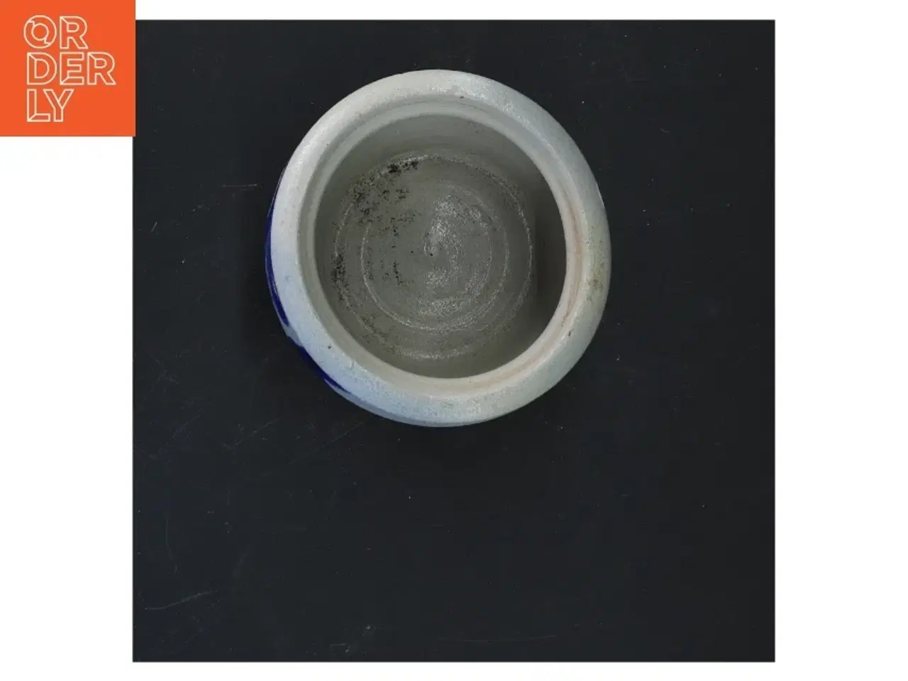 Billede 2 - Keramikkrukke med blå dekoration (str. 9x9 cm)