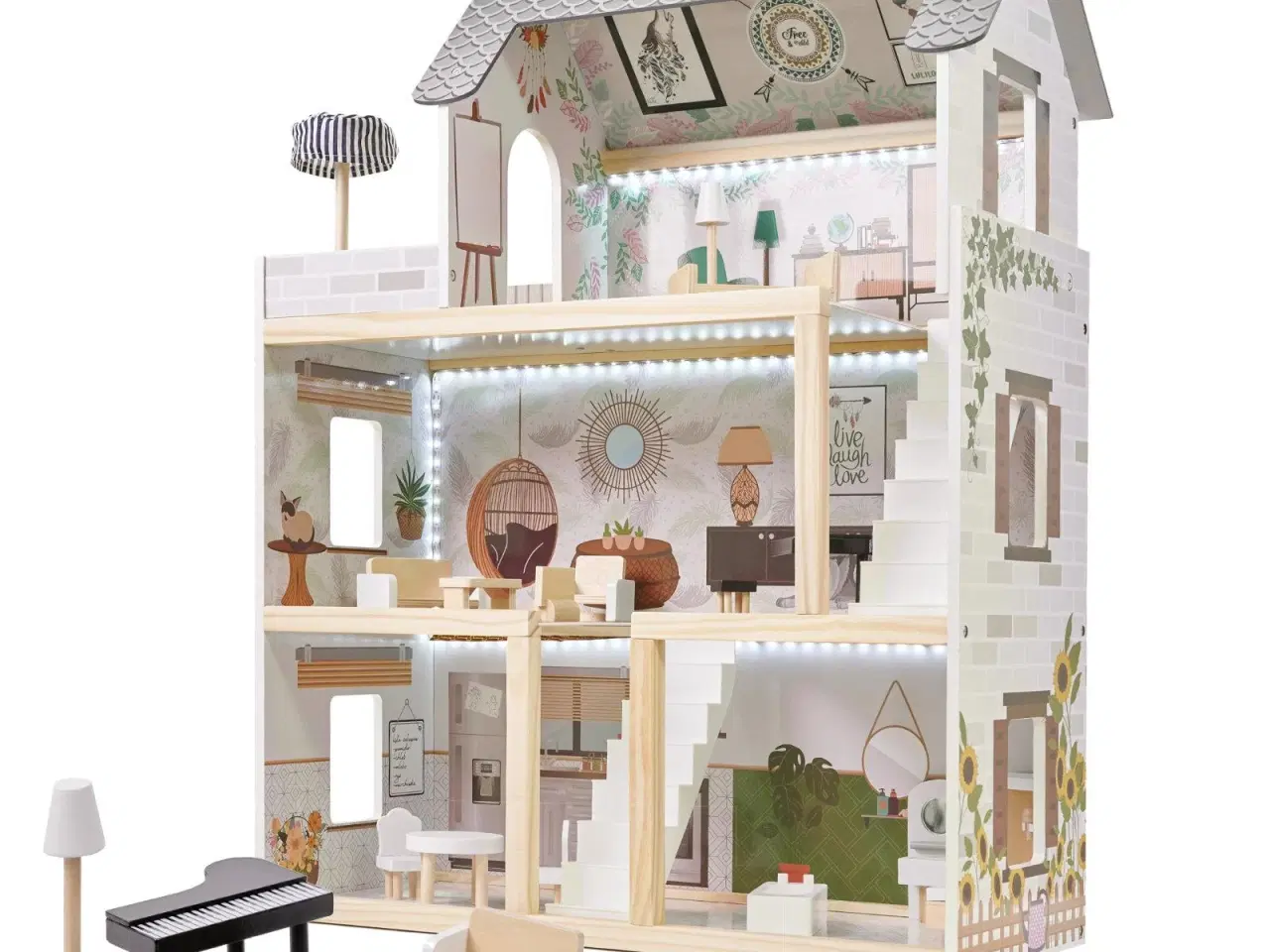 Billede 20 - Dukkehus i træ med LED – Lulilo Floro Boho