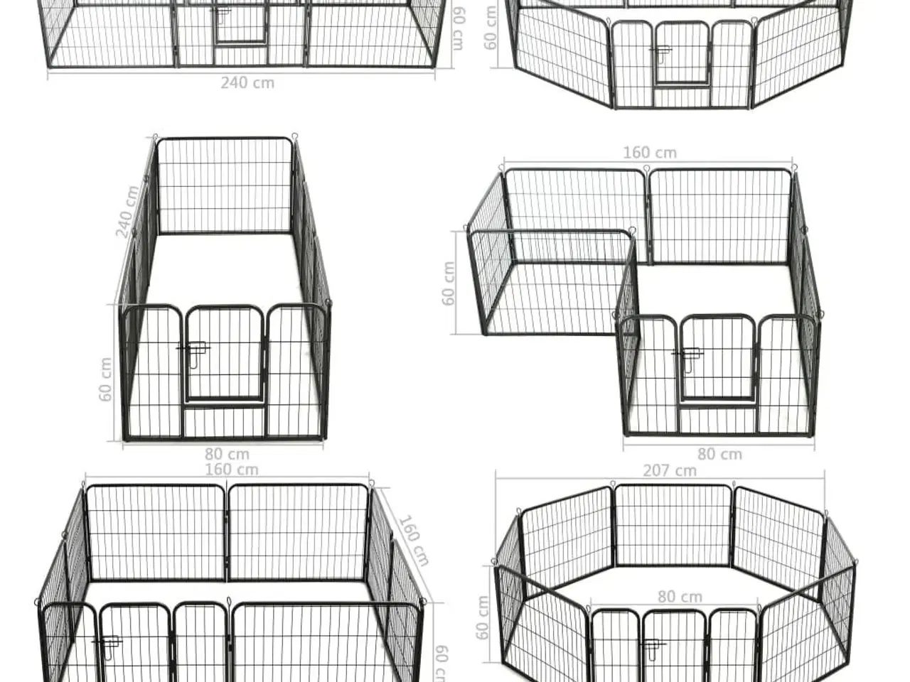 Billede 9 - Løbegård til hunde 8 paneler stål 60 x 80 sort