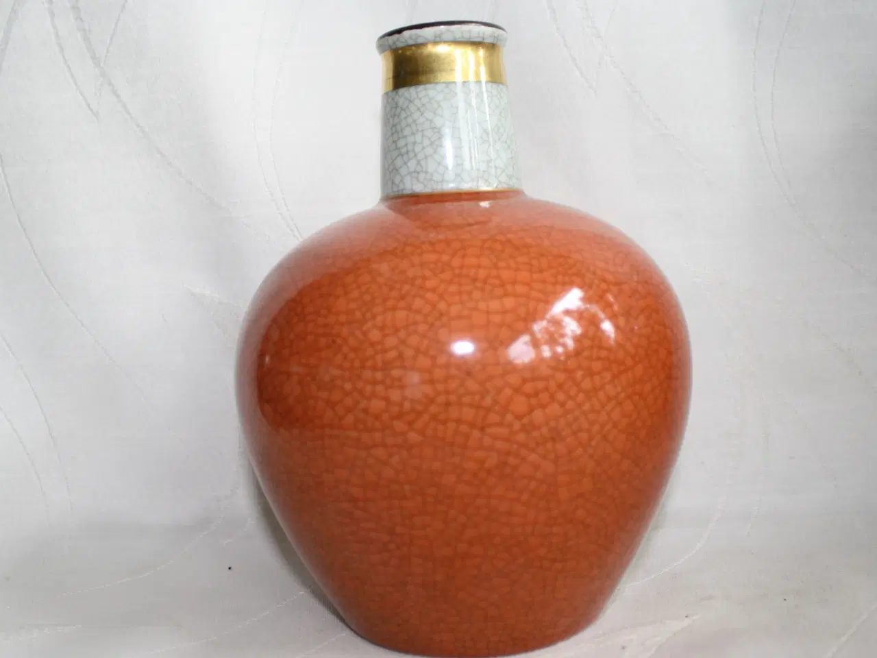 Billede 2 - Vase orange, krakeleret, fra Royal Copenhagen