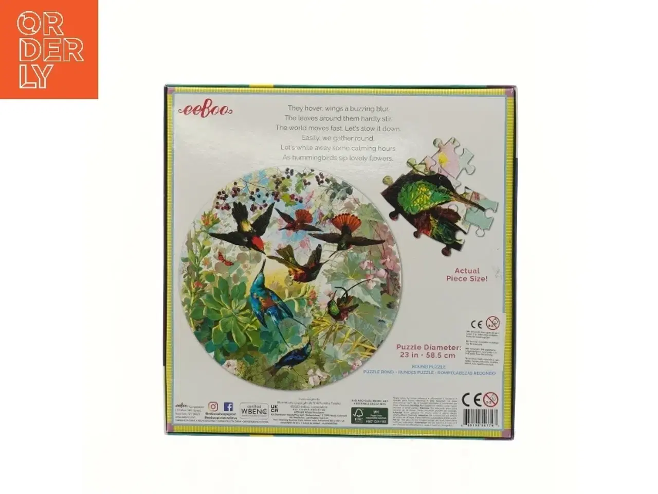 Billede 3 - Rundt puslespil med kolibrier (str. 25x25 cm)