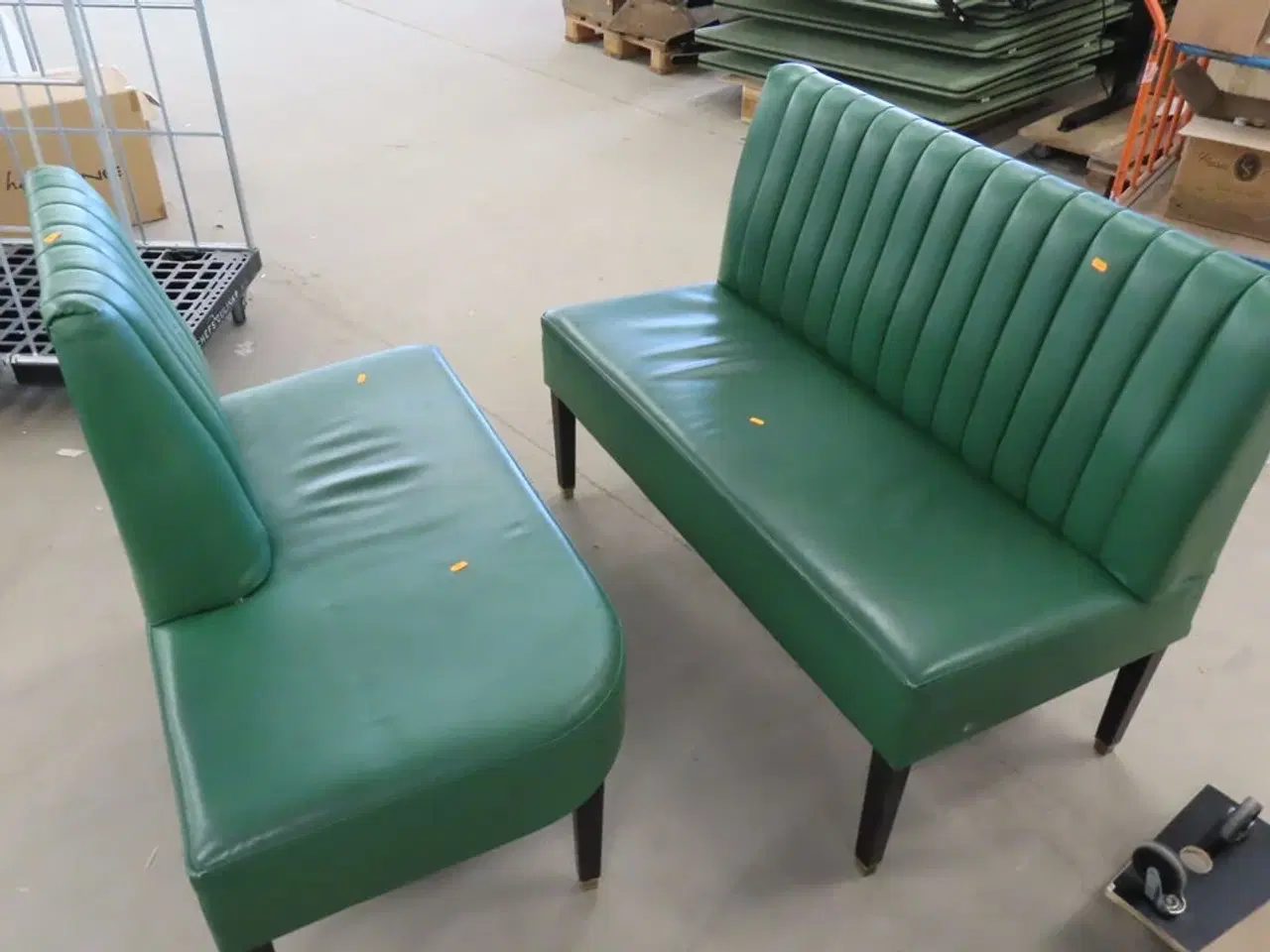 Billede 1 - 2 stk. Spisesofamoduler i grøn læder