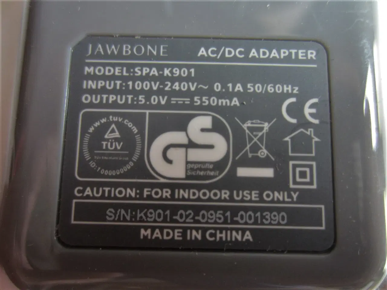 Billede 3 - JAWBONE oplader SPA-K901 AC/DC adapter