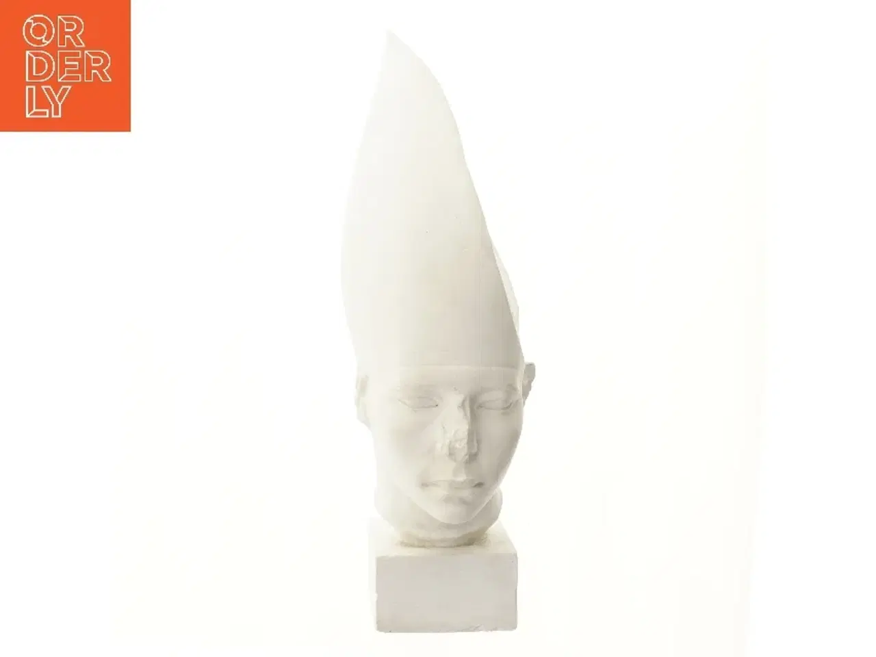 Billede 1 - Hvid skulpturhoved af farao (str. 56 cm)