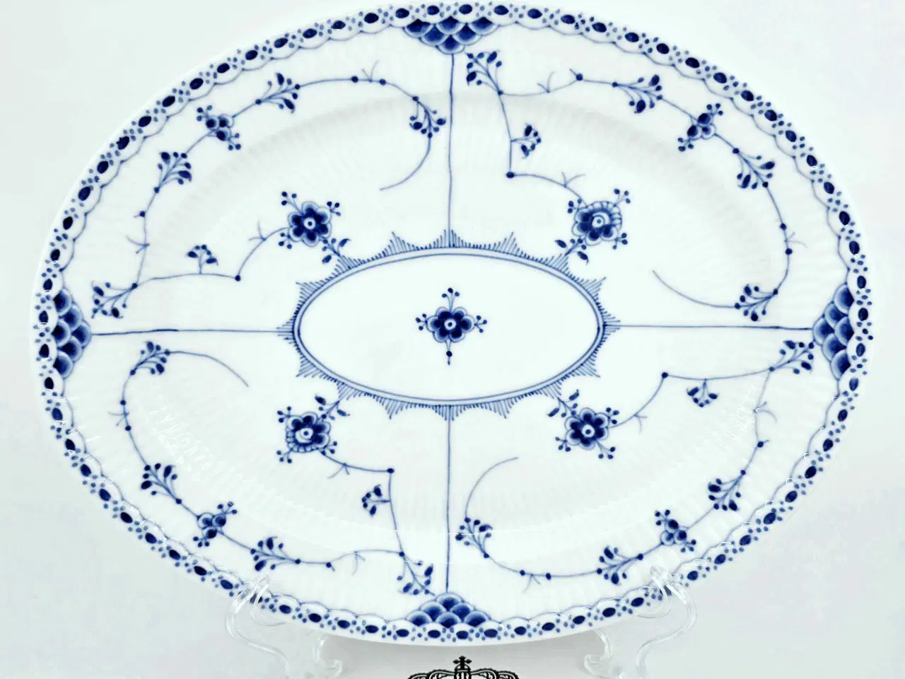 Billede 6 - Musselmalet Halvblonde ovalt fad Porcelæn 