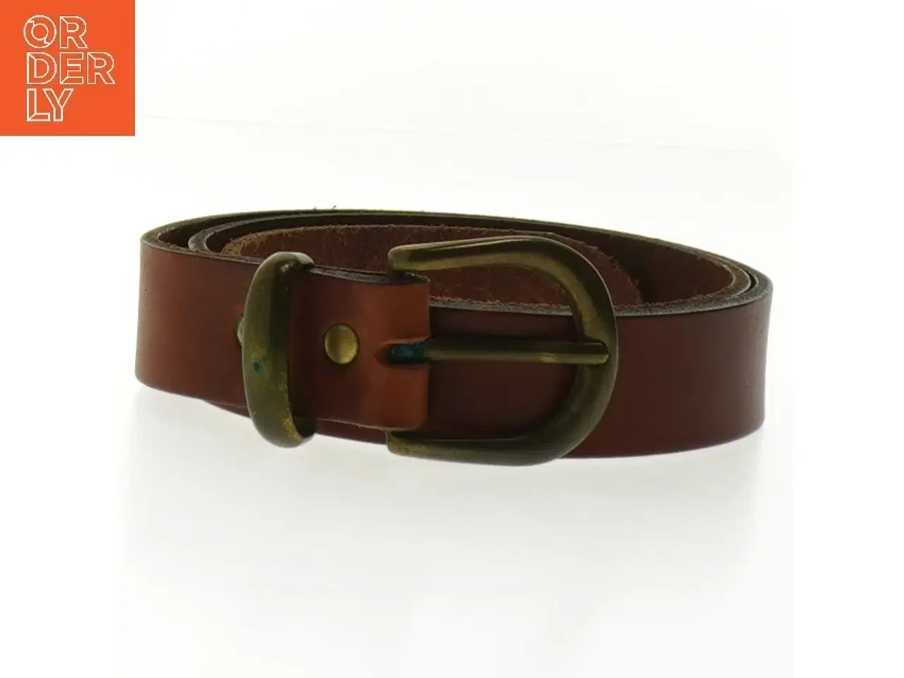 Billede 1 - Læderbælte med metalspænde (str. 70 cm)