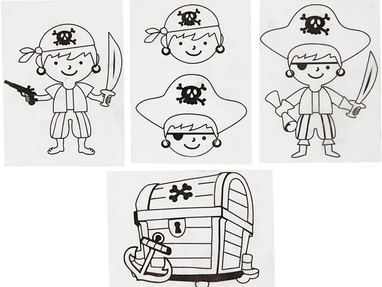 Billede 1 - Krympeplast med motiver, pirater, ark 10,5x14,5 cm, tykkelse 0,3 mm, mat transparent, 4ark/ 1 pk.