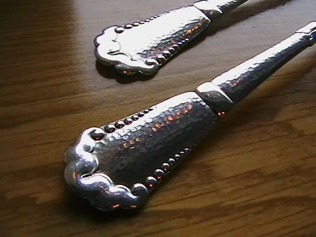 Billede 3 - Hammerslået sølvplet spiseske + gaffel