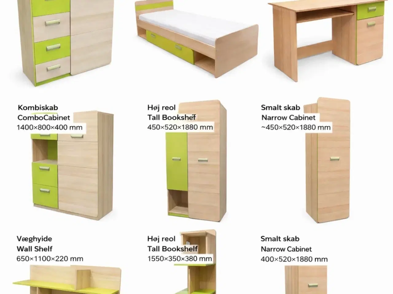 Billede 14 - Børneværelses møbelsæt skab og reoler træ lys træf