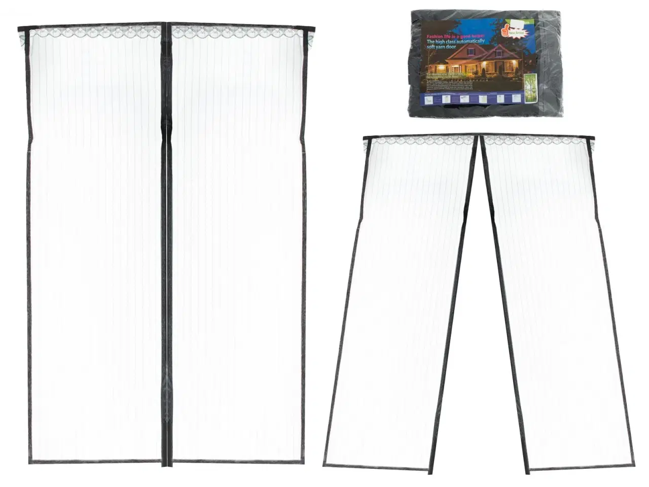 Billede 2 - Magnetisk myggenet til dør – 85 × 210 cm, sort