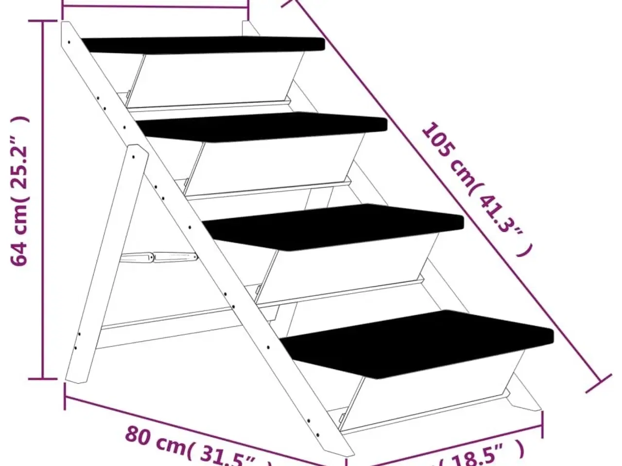 Billede 9 - Hundetrappe 105x47 cm massivt fyrretræ grå
