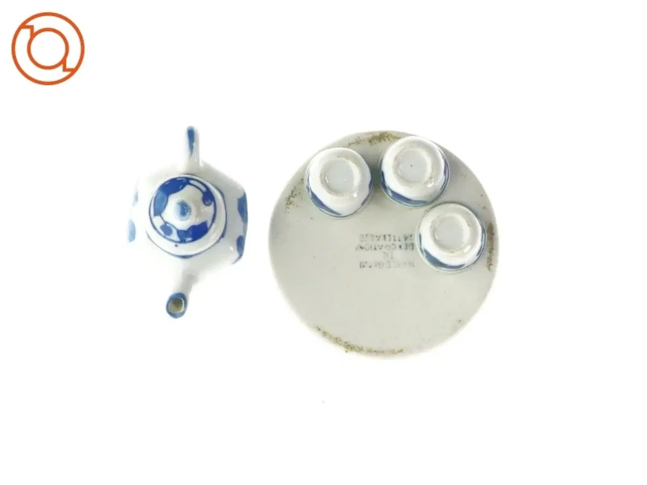 Billede 3 - Miniature testel med 4 kopper, kande og bakke (str. Bakke Ø: 9 cm) (str. Bakke Ø: 9 cm)