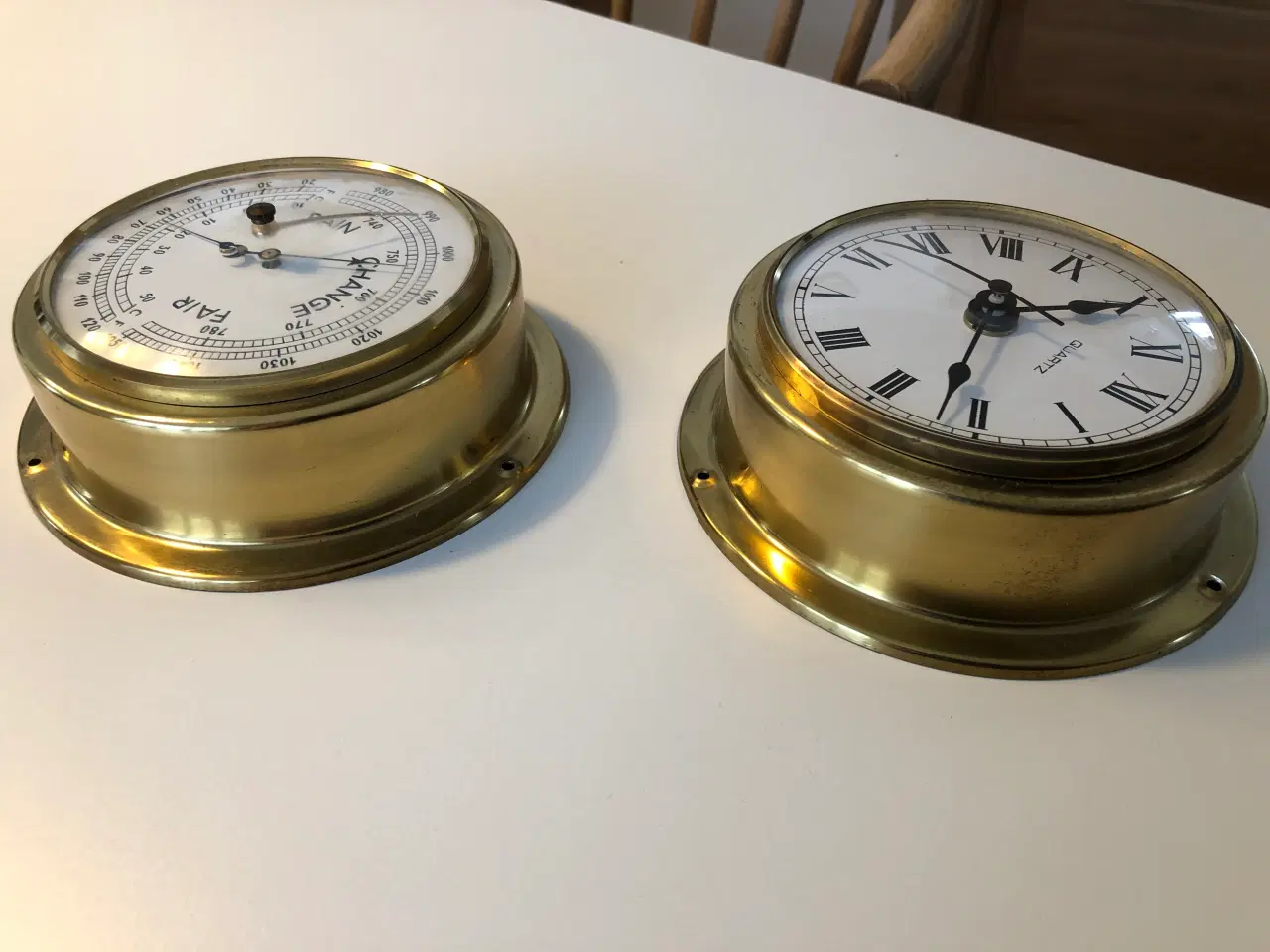Billede 7 - Skibsur og barometer/termometer i messing