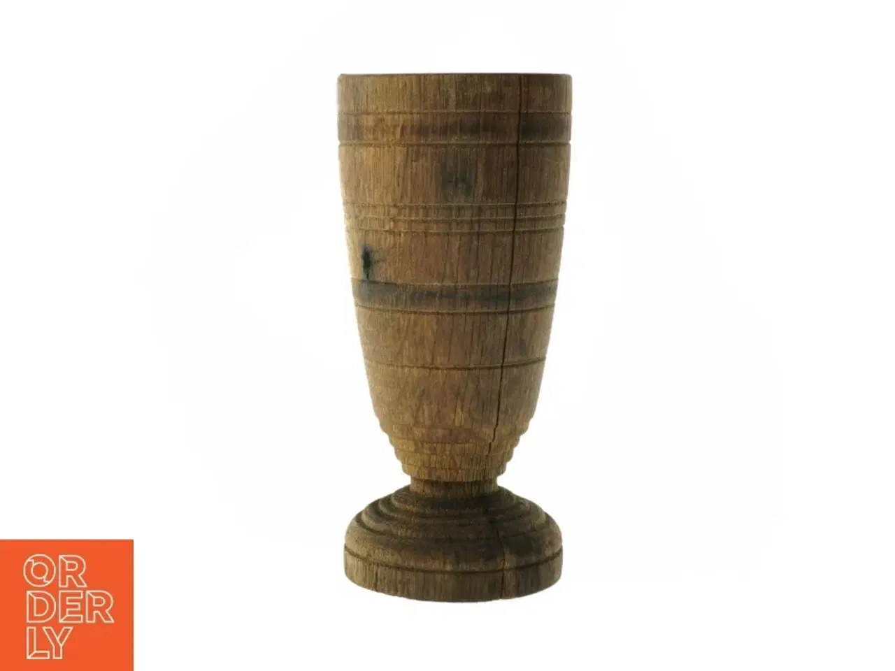 Billede 1 - Antik Træ Vase Lysestage (str. 21 x 10 cm)