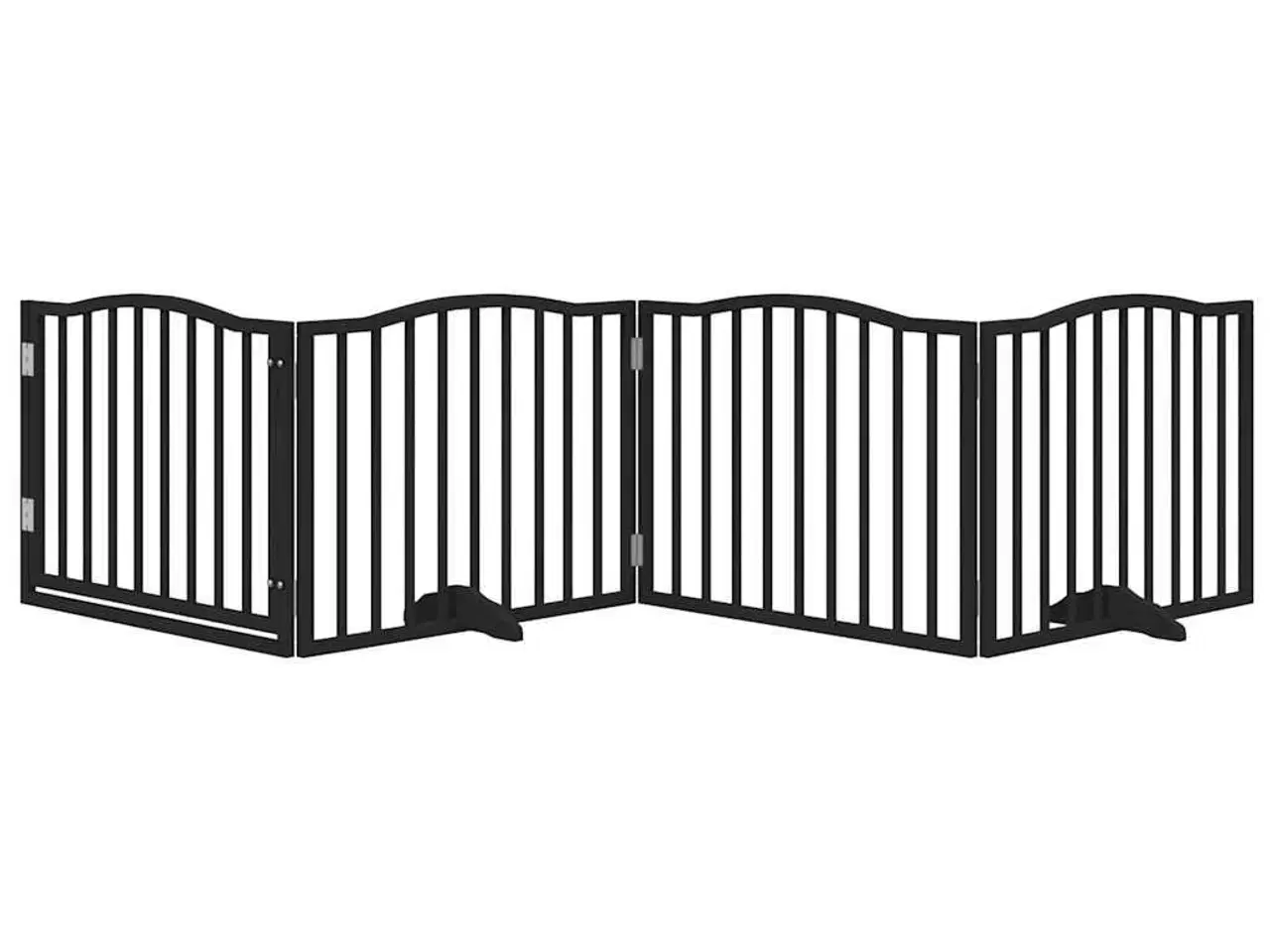 Billede 3 - Hundegitter med dør, foldbar, 4 paneler, sort, 320 cm, poppeltræ