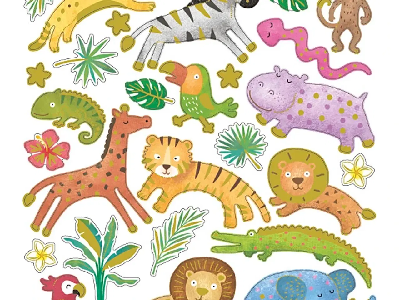 Billede 1 - Stickers, vilde dyr, ark 15x16,5 cm, 1 ark