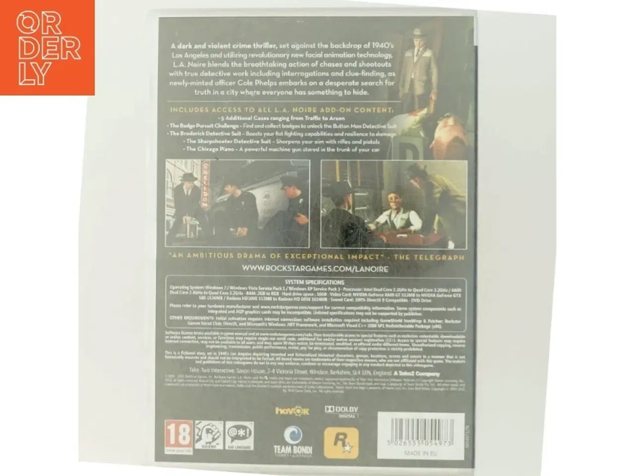 Billede 3 - L.A. Noire PC Spil