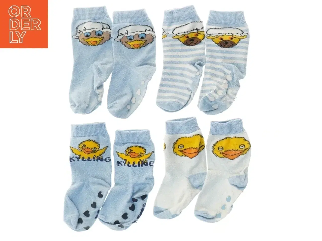 Billede 2 - Børnesokker med kyllingeprint fra DR (str. ca. 16 cm)