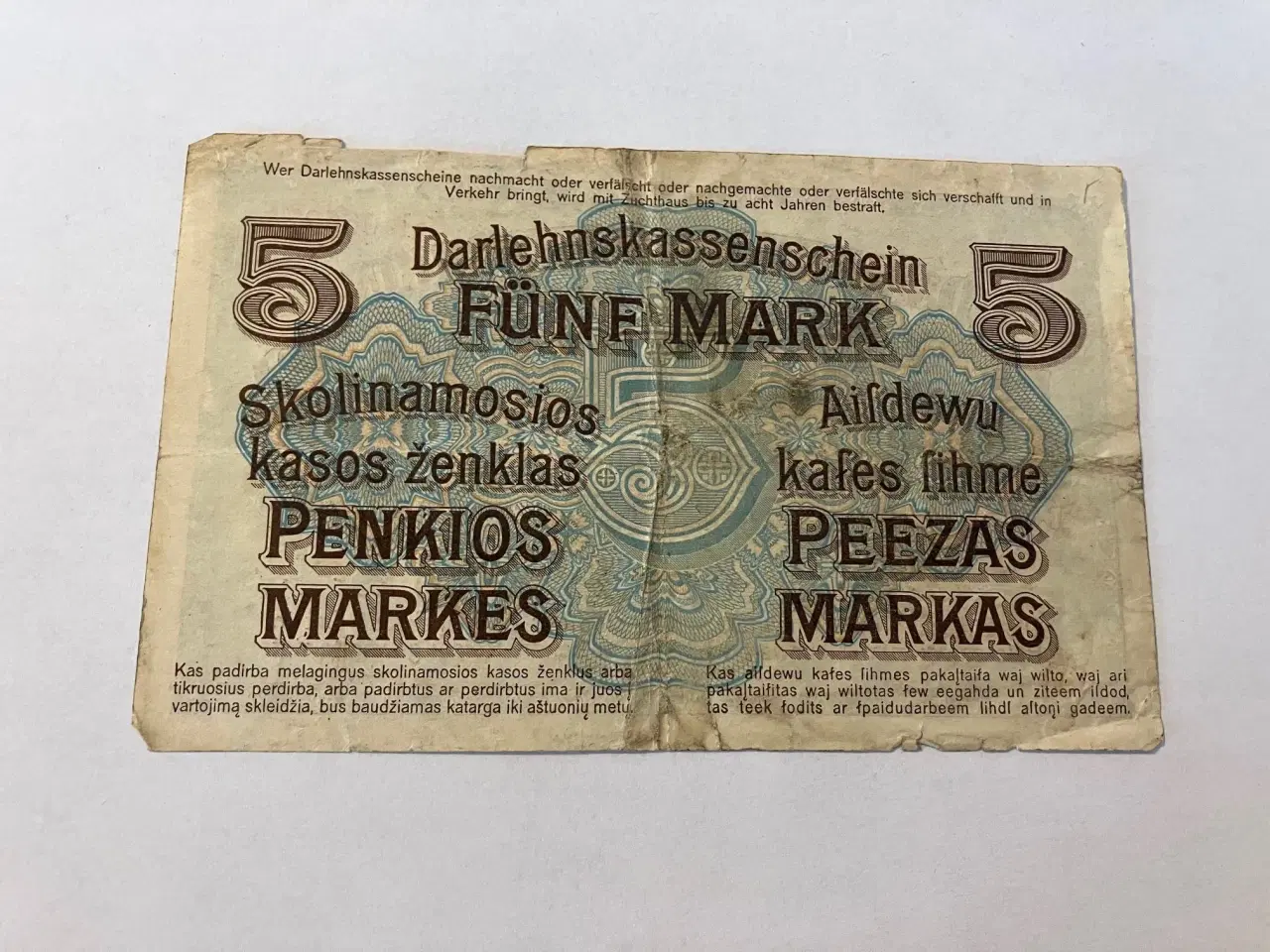 Billede 2 - 5 Mark Darlehnskasse - Ober Ost 1918
